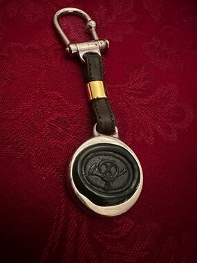 Gucci Green, Silver and Gold Vintage Wax Seal Keychain / Bag Charm.